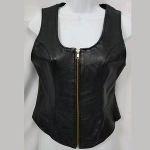 Nevada Blue Brown Leather Vest size Small